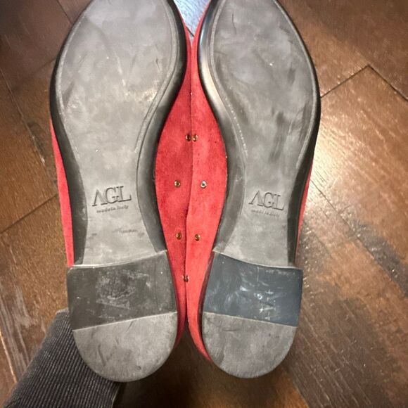 Attilio Giusti Leombruni (AGL) berry red suede ballet flats with metal embellish - Picture 7 of 9